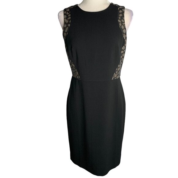 Ann Taylor Dresses & Skirts - Ann Taylor Sleeveless Sheath Dress 4 Black Metallic Animal Print Zipper Lined